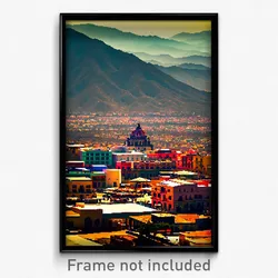 Pixel Art Poster - Faraway Mexican City (8 Bit Psychedelic Video Game Print)