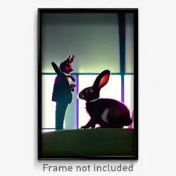 Pixel Art Poster - Rich Rabbit (8 Bit Psychedelic Trippy Weird Video Game Print)