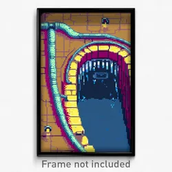 Pixel Art Poster - Flat Sewer (8 Bit Psychedelic Trippy Weird Video Game Print)