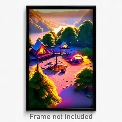 Pixel Art Poster - Large Camp (8 Bit Psychedelic Trippy Weird Video Game Print)
