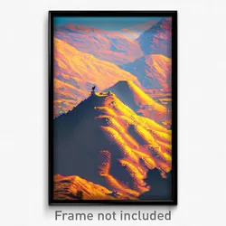 Pixel Art Poster - Tan Mountain (8 Bit Psychedelic Trippy Video Game Print)