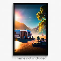 Pixel Art Poster - Superb Camp (8 Bit Psychedelic Trippy Weird Video Game Print)