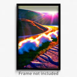 Pixel Art Poster - Sunny Earthworks (8 Bit Psychedelic Trippy Video Game Print)