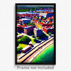 Pixel Art Poster - Rich Swedish City (8 Bit Psychedelic Trippy Video Game Print)
