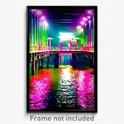 Pixel Art Poster - Flamboyant Jetty (8 Bit Psychedelic Trippy Video Game Print)