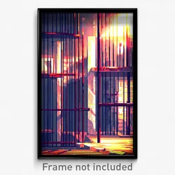 Pixel Art Poster - Ancient Prison (8 Bit Psychedelic Trippy Video Game Print)