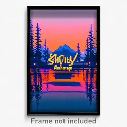 Pixel Art Poster - Showy Anchorage (8 Bit Psychedelic Trippy Video Game Print)