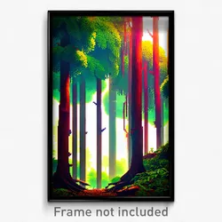 Pixel Art Poster - Marvelous Forest (8 Bit Psychedelic Trippy Video Game Print)