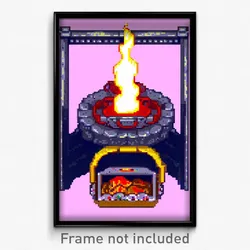 Pixel Art Poster - Artistic Hearth (8 Bit Psychedelic Trippy Video Game Print)