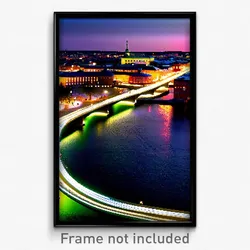 Pixel Art Poster - Cool Swedish City (8 Bit Psychedelic Trippy Video Game Print)