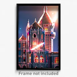 Pixel Art Poster - Fantastic Turret (8 Bit Psychedelic Trippy Video Game Print)