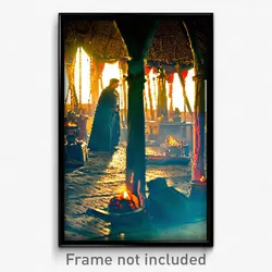 Pixel Art Poster - Stained Encampment (8 Bit Psychedelic Video Game Print)