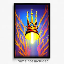Pixel Art Poster - Wooden Crown (8 Bit Psychedelic Trippy Video Game Print)