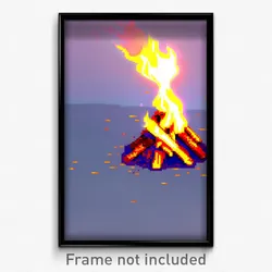 Pixel Art Poster - Original Bonfire (8 Bit Psychedelic Trippy Video Game Print)