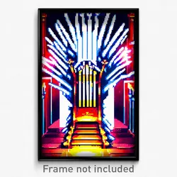 Pixel Art Poster - Amazing Throne (8 Bit Psychedelic Trippy Video Game Print)