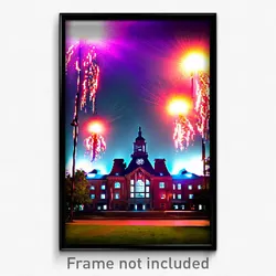 Pixel Art Poster - Infamous University (8 Bit Psychedelic Video Game Print)