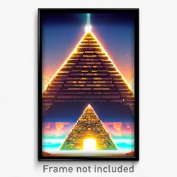 Pixel Art Poster - Gigantic Pyramid (8 Bit Psychedelic Trippy Video Game Print)