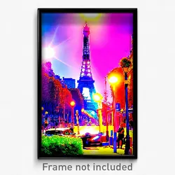 Pixel Art Poster - Vibrant Paris (8 Bit Psychedelic Trippy Video Game Print)