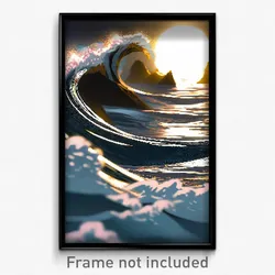 Pixel Art Poster - Metallic Tsunami (8 Bit Psychedelic Trippy Video Game Print)