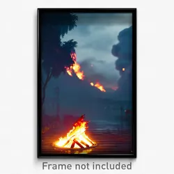 Pixel Art Poster - Gloomy Fire (8 Bit Psychedelic Trippy Weird Video Game Print)