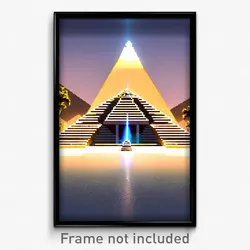 Pixel Art Poster - Peaceful Pyramid (8 Bit Psychedelic Trippy Video Game Print)