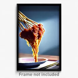 Pixel Art Poster - Accurate Spaghetti (8 Bit Psychedelic Video Game Print)
