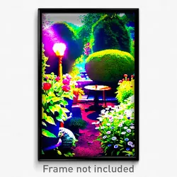 Pixel Art Poster - Important Garden (8 Bit Psychedelic Trippy Video Game Print)