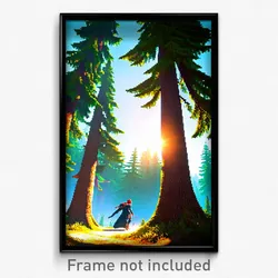 Pixel Art Poster - Evergreen Forest (8 Bit Psychedelic Trippy Video Game Print)