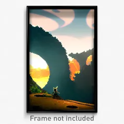 Pixel Art Poster - Circular Badland (8 Bit Psychedelic Trippy Video Game Print)