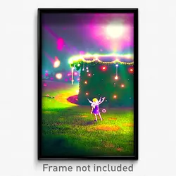 Pixel Art Poster - Zany Fairy Ring (8 Bit Psychedelic Trippy Video Game Print)
