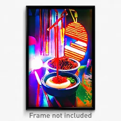 Pixel Art Poster - Vivid Ramen (8 Bit Psychedelic Trippy Weird Video Game Print)