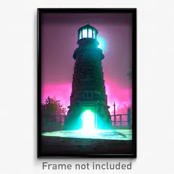 Pixel Art Poster - Haunted Beacon (8 Bit Psychedelic Trippy Video Game Print)