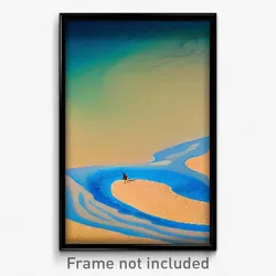 Pixel Art Poster - Blue Sandbar (8 Bit Psychedelic Trippy Video Game Print)