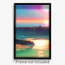 Pixel Art Poster - Insane Shore (8 Bit Psychedelic Trippy Video Game Print)