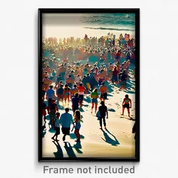 Pixel Art Poster - Crowded Beach (8 Bit Psychedelic Trippy Video Game Print)