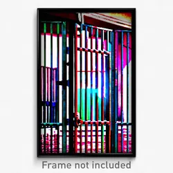 Pixel Art Poster - Glossy Gate (8 Bit Psychedelic Trippy Weird Video Game Print)