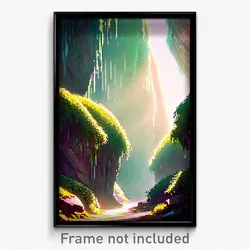 Pixel Art Poster - Cavernous Spring (8 Bit Psychedelic Trippy Video Game Print)