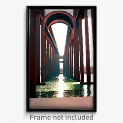 Pixel Art Poster - Impressive Aquaduct (8 Bit Psychedelic Video Game Print)