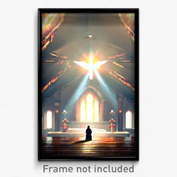 Pixel Art Poster - Angelic Monastery (8 Bit Psychedelic Trippy Video Game Print)