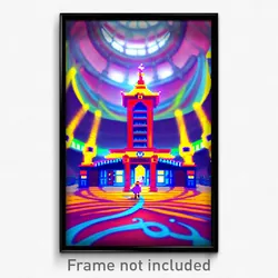 Pixel Art Poster - Swirly Nunnery (8 Bit Psychedelic Trippy Video Game Print)