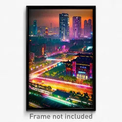 Pixel Art Poster - Bold Chinese City (8 Bit Psychedelic Trippy Video Game Print)