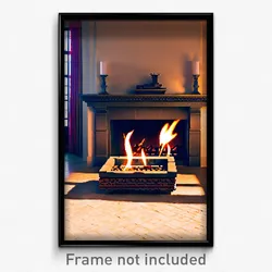 Pixel Art Poster - Big Fireplace (8 Bit Psychedelic Trippy Video Game Print)