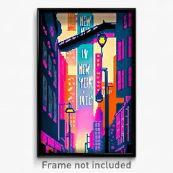 Pixel Art Poster - Neat New York (8 Bit Psychedelic Trippy Video Game Print)