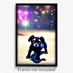 Pixel Art Poster - Imaginative Puppy (8 Bit Psychedelic Trippy Video Game Print)