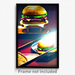 Pixel Art Poster - Ordinary Hamburger (8 Bit Psychedelic Video Game Print)