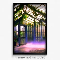 Pixel Art Poster - Swirly Greenhouse (8 Bit Psychedelic Trippy Video Game Print)