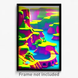 Pixel Art Poster - Whimsical Bluff (8 Bit Psychedelic Trippy Video Game Print)