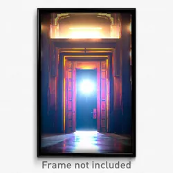 Pixel Art Poster - Colossal Door (8 Bit Psychedelic Trippy Video Game Print)