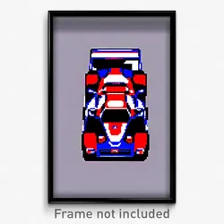 Pixel Art Poster - Accomplished Racecar (8 Bit Psychedelic Video Game Print)