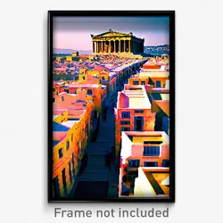 Pixel Art Poster - Magnificent Acropolis (8 Bit Psychedelic Video Game Print)